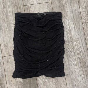 LULUS Mini Black Skirt with Studded Black Rhinestones - Medium